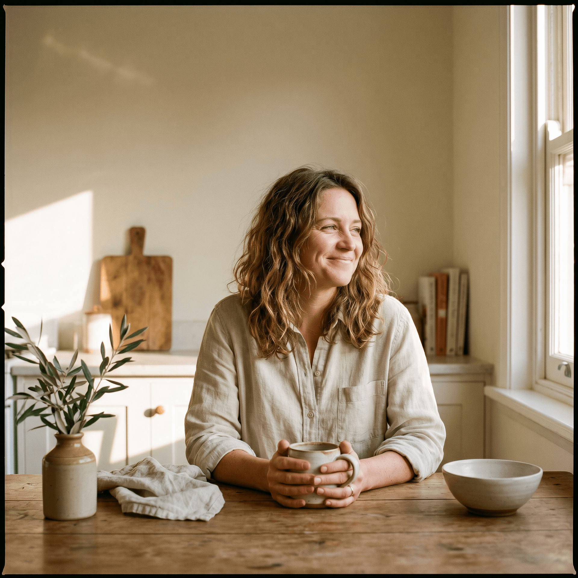 A woman enjoying a quiet moment with tea